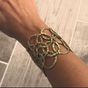 Silver toned hammered statement bracelet